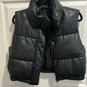 Zara faux leather crop vest